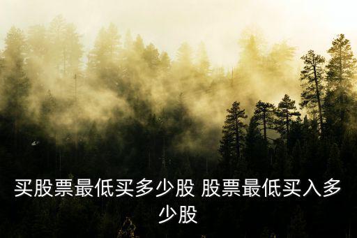 买股票最低买多少股 股票最低买入多少股