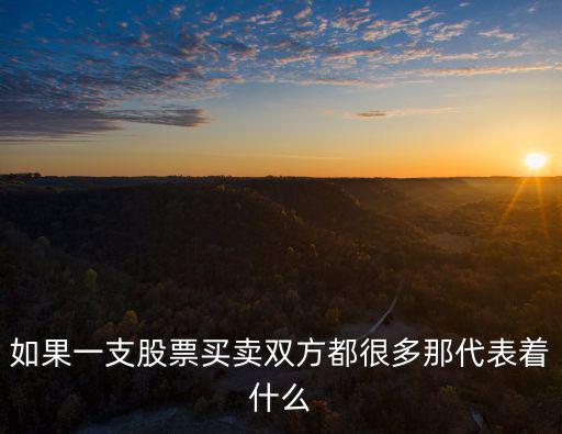 如果一支股票买卖双方都很多那代表着什么