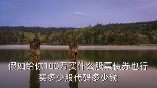100万什么股票合适，买什么股票可以赚100W