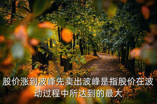 股价涨到波峰先卖出波峰是指股价在波动过程中所达到的最大
