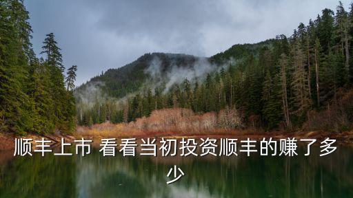 顺丰上市 看看当初投资顺丰的赚了多少