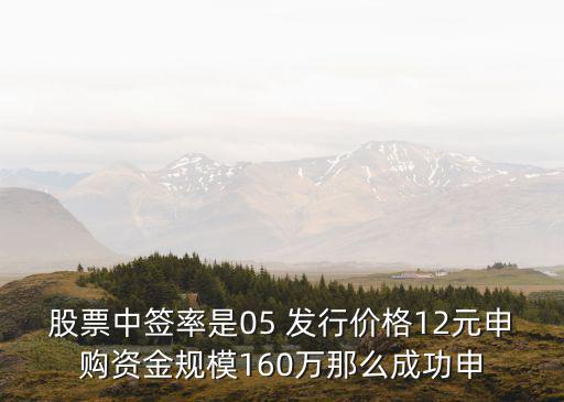 股票抽签概率多少合适，股票中签率是05 发行价格12元申购资金规模160万那么成功申