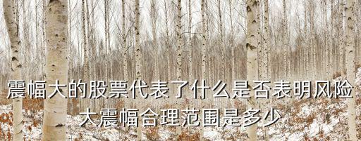 震幅大的股票代表了什么是否表明风险大震幅合理范围是多少