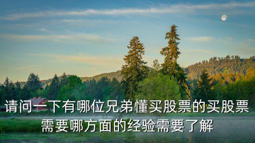 请问一下有哪位兄弟懂买股票的买股票需要哪方面的经验需要了解