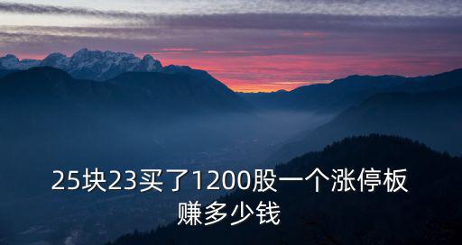 25块23买了1200股一个涨停板赚多少钱
