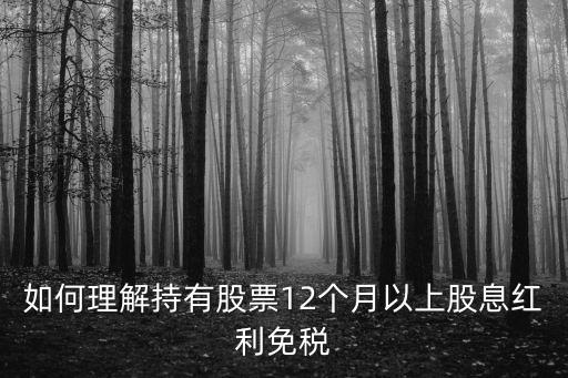 如何理解持有股票12个月以上股息红利免税