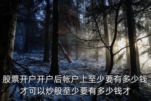 股票开户开户后帐户上至少要有多少钱才可以炒股至少要有多少钱才