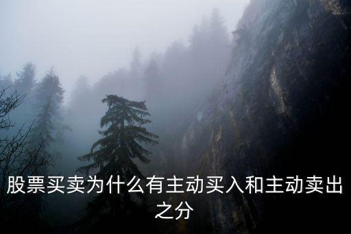 股票买卖为什么有主动买入和主动卖出之分
