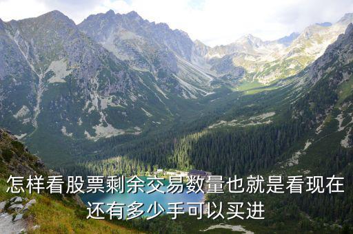 怎样看股票剩余交易数量也就是看现在还有多少手可以买进