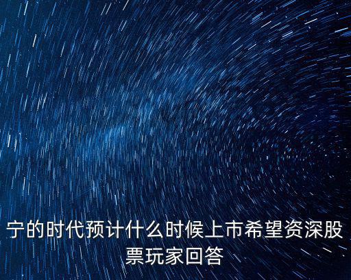 宁的时代预计什么时候上市希望资深股票玩家回答