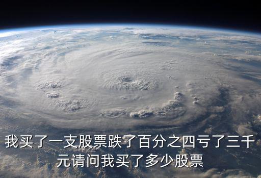 我买了一支股票跌了百分之四亏了三千元请问我买了多少股票
