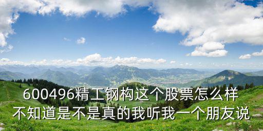600496精工钢构这个股票怎么样不知道是不是真的我听我一个朋友说