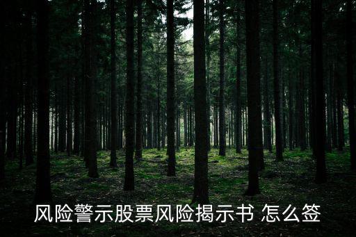 股票风险协议怎么签，买st股票怎么签风险协议