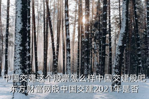 中国交建这个股票怎么样中国交建股吧东方财富网股中国交建2021年是否