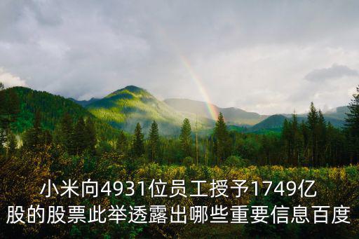 小米向4931位员工授予1749亿股的股票此举透露出哪些重要信息百度