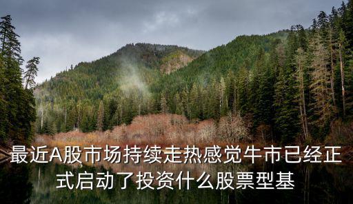 最近A股市场持续走热感觉牛市已经正式启动了投资什么股票型基