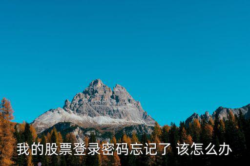我的股票登录密码忘记了 该怎么办
