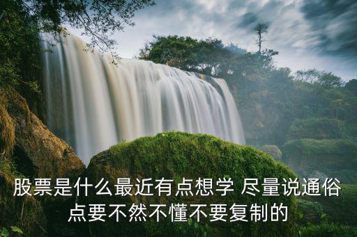 股票是什么最近有点想学 尽量说通俗点要不然不懂不要复制的