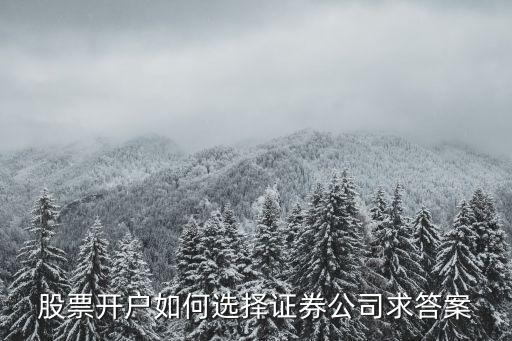 股票开户怎么选公司，股票开户怎么选证券公司