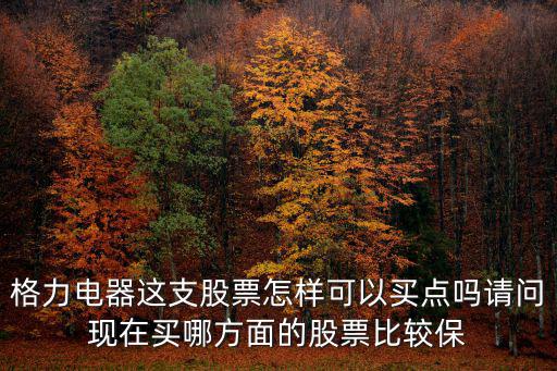 格力电器这支股票怎样可以买点吗请问现在买哪方面的股票比较保