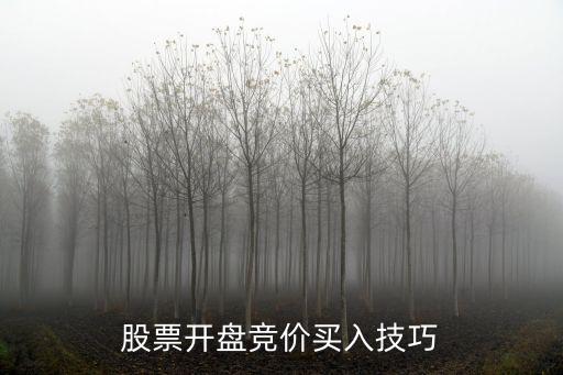 股票开盘竞价买入技巧