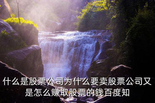 什么是股票公司为什么要卖股票公司又是怎么赚取股票的钱百度知