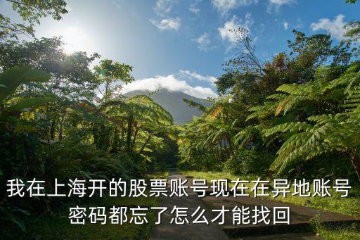 怎么找回股票帐号，我在上海开的股票账号现在在异地账号密码都忘了怎么才能找回