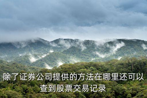 除了证券公司提供的方法在哪里还可以查到股票交易记录
