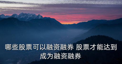 什么股票可以融资融券股，融资融券有哪些股票可以做
