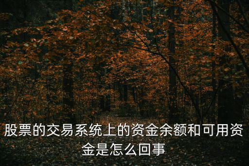 股票的交易系统上的资金余额和可用资金是怎么回事