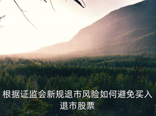 根据证监会新规退市风险如何避免买入退市股票