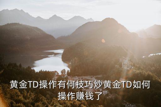 黄金TD操作有何技巧炒黄金TD如何操作赚钱了