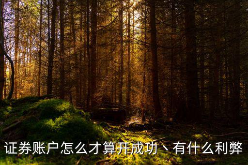 股票里什么叫做开户成功，证券账户怎么才算开成功丶有什么利弊