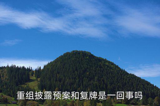 为什么股票重组先出预案，重组披露预案和复牌是一回事吗