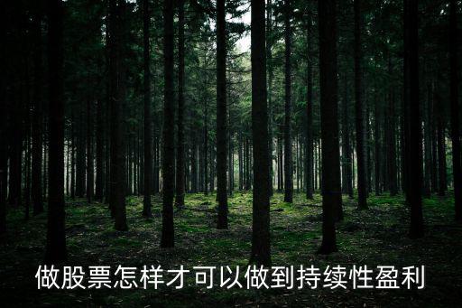 做股票怎样才可以做到持续性盈利