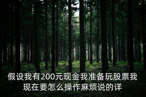 现金股票怎么玩，假设我有200元现金我准备玩股票我现在要怎么操作麻烦说的详