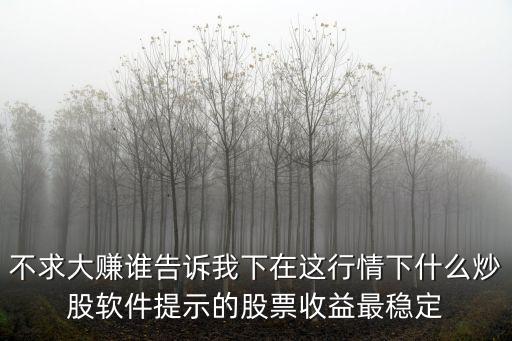 不求大赚谁告诉我下在这行情下什么炒股软件提示的股票收益最稳定