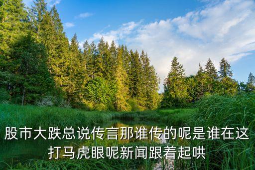 股市大跌总说传言那谁传的呢是谁在这打马虎眼呢新闻跟着起哄