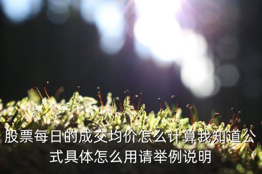 股票每日的成交均价怎么计算我知道公式具体怎么用请举例说明