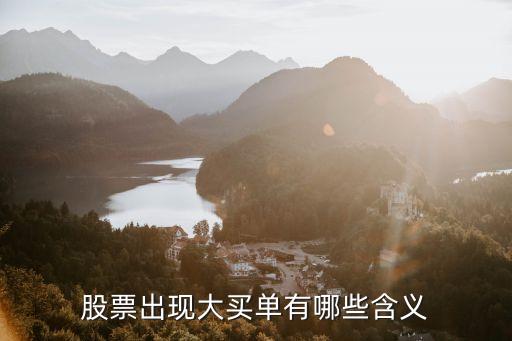 股票出现大买单有哪些含义