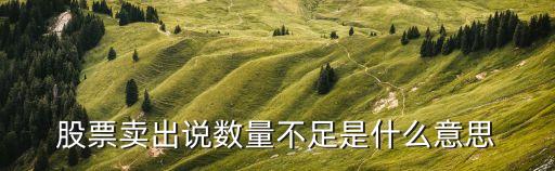 股票卖出说数量不足是什么意思