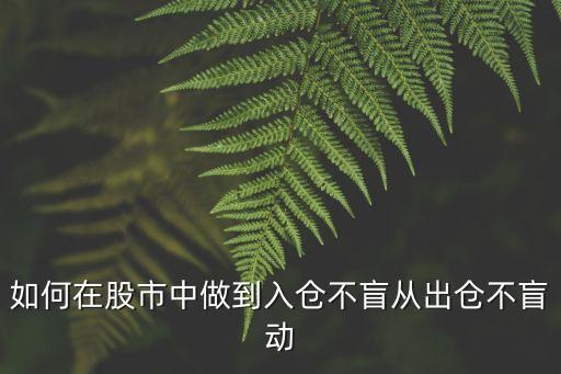 股票仓位怎么练，如何在股市中做到入仓不盲从出仓不盲动