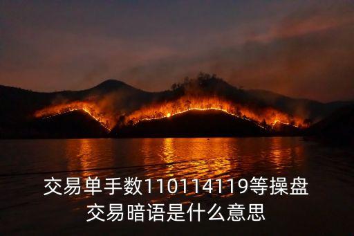 交易单手数110114119等操盘交易暗语是什么意思