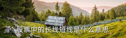 股票中的长线短线是什么意思
