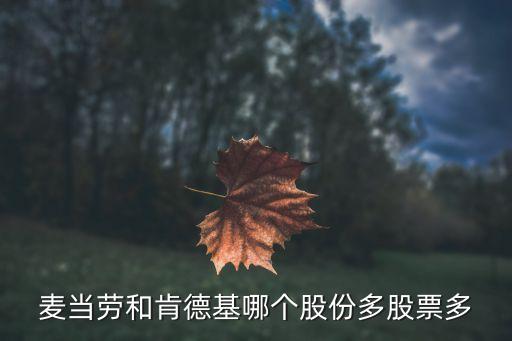 麦当劳和肯德基哪个股份多股票多
