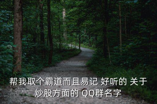 帮我取个霸道而且易记 好听的 关于炒股方面的 QQ群名字