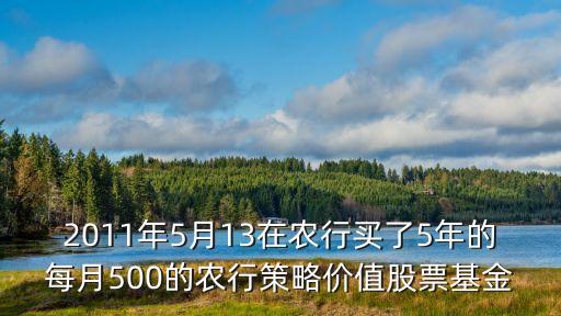 2011年5月13在农行买了5年的每月500的农行策略价值股票基金