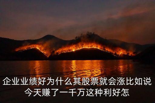 企业业绩好为什么其股票就会涨比如说今天赚了一千万这种利好怎