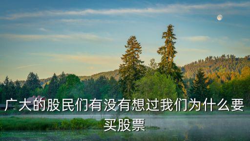 广大的股民们有没有想过我们为什么要买股票