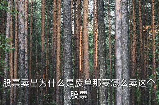 股票卖出为什么是废单那要怎么卖这个股票